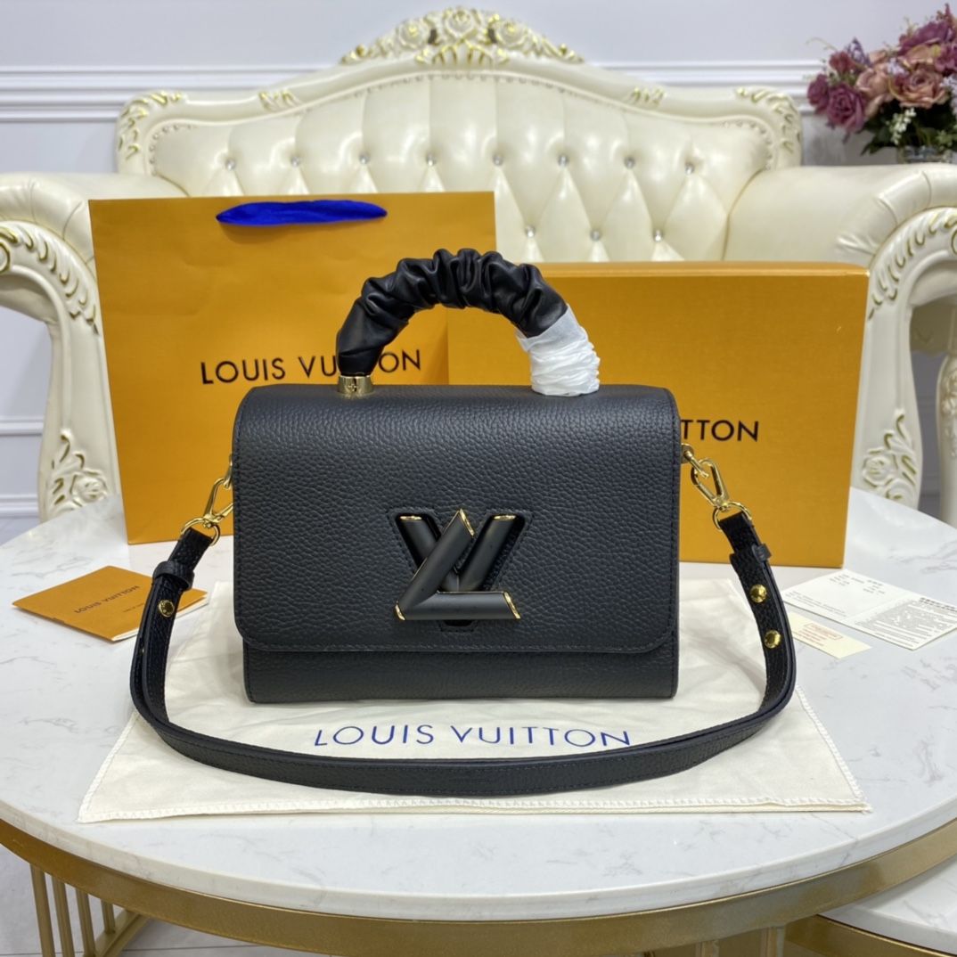 Louis Vuitton TWIST MM Handbag Taurillon Leather M58688 Black